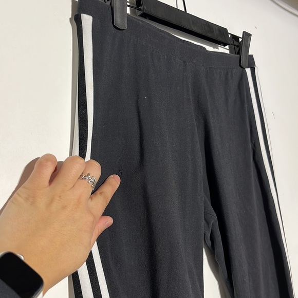Adidas Black White Three Stripe Trefoil Tights Size Medium - Picture 5 of 9